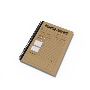 Journal de lecture A5 à reliure spirale marron 100 <span class=keywords><strong>pages</strong></span> vierges style relié avec couverture en papier pour un suivi quotidien critiques réfléchies - Product Image 3
