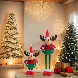 Muñecos de Peluche Telescópicos Navideños Festivos, Santa Claus, <span class=keywords><strong>Reno</strong></span> y Duende Retráctiles, Adornos Navideños para Fiestas en Casa - Product Image 1