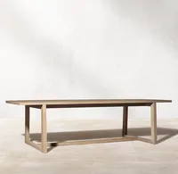 SEBASTIAN Vente Flash Table de Salle à Manger Extérieure Rectangulaire en Bois de Teck Style Américain Moderne Résistante aux Intempéries pour Hôtels et Terrasses