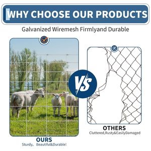Garvee Livestock Fence 5Ft X 328Ft Galvanized <b>Wire</b> <b>Mesh</b> Cattle Farm Fence Heavy Zinc Coated For Deer Goat Cattle - Product Image 5
