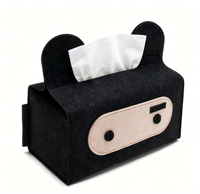 Boîte de rangement pour mouchoirs en feutre non tissé, motif oreilles d'animaux de dessin animé, de haute qualité, mignonne, pour la maison et le bureau, couleur personnalisable