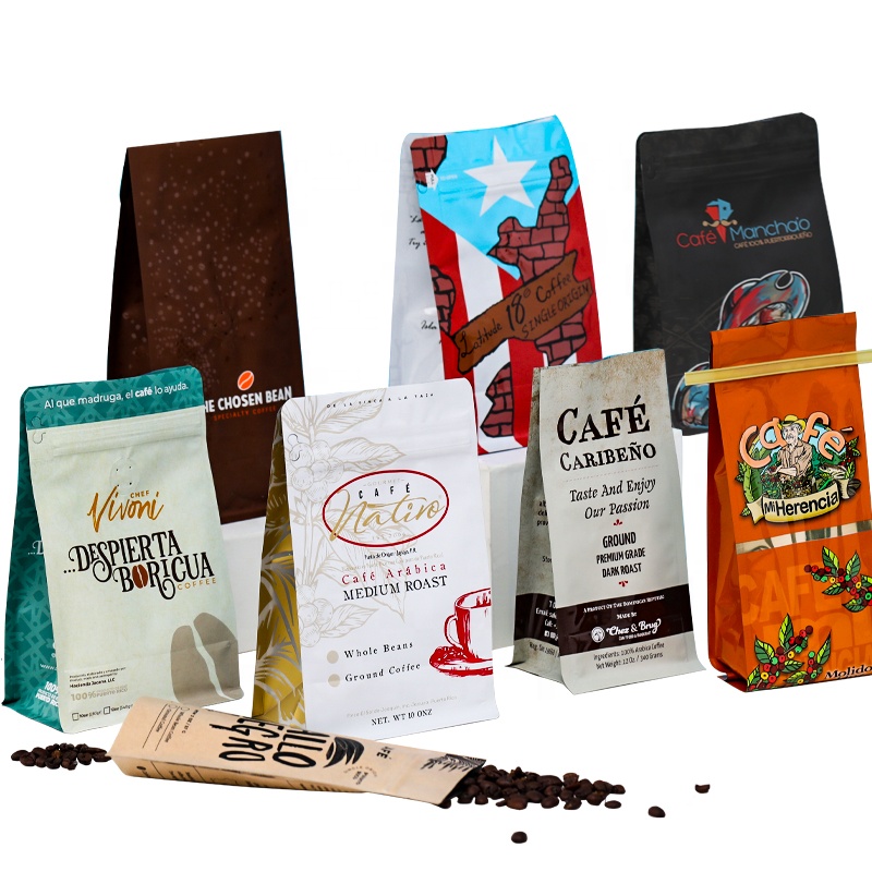 Stand up Bag Zipper Coffee Packaging with Valve Kraft Paper Pouch