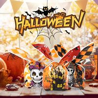 Nouveauté en vente chaude, sacs cadeaux de Noël, d'Halloween et de Pâques, fermeture éclair en haut, pour bonbons, biscuits, collations, emballage de fête, impression en gravure, écologique