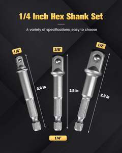 مجموعة محولات مفاتيح الحفر 3 قطع، محول سداسي 1/4 بوصة إلى رأس مربع 1/4 و3/8 و1/2 بوصة لمفك البراغي - Product Image 2