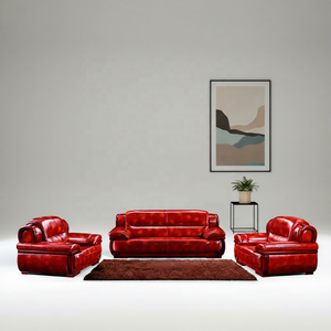 Luxe lederen bank Rode lederen bank van echt leer - Product Image 2