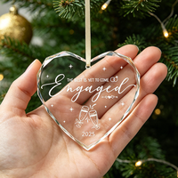 Ornement suspendu en verre cristal transparent en forme de cœur, personnalisable par impression UV, pour la création de souvenirs familiaux, pendentif décoratif pour sapin de Noël, souvenir commémoratif