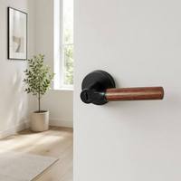 En gros, Serrure de porte à levier en alliage de zinc avec poignée en noyer, magnétique silencieuse, corps divisé, pour intérieur, chambre, salle de bain, maison, hôtel