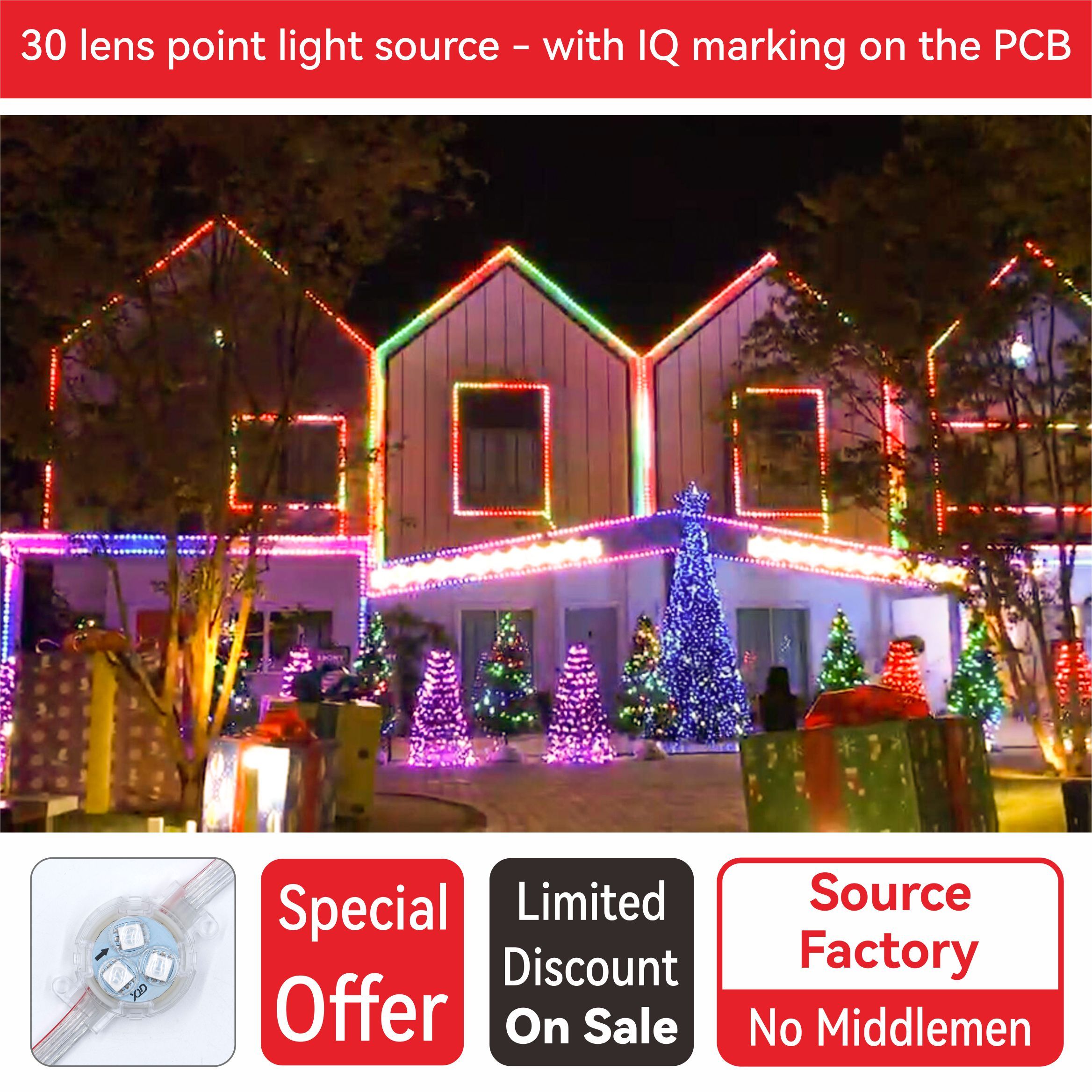 30 Lens IQ Marked PCB Point Light Source Outdoor Building Facade Decor LED Pixel Lamp Wall Lighting Spotlight
