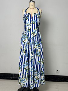 Vestido largo casual con estampado de 4 colores para mujer, cuello halter, talla grande, S-XXL - Product Image 4