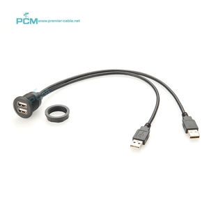Cổng kép USB2.0 Vòng bảng điều chỉnh gắn kết cáp mở rộng, <span class=keywords><strong>USB</strong></span> Combo cổng Chassis núi Splitter cáp, xếp chồng lên nhau <span class=keywords><strong>USB</strong></span>-<span class=keywords><strong>A</strong></span> tuôn ra gắn kết cáp - Product Image 1