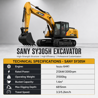 Excavatrice Sany SY305H d'occasion vérifiée, 31,5 tonnes, pelle sur chenilles robuste pour projets miniers, machine d'excavation Sany