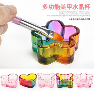 Bol à Dappen en Verre Multifonctionnel Rose Arc-en-ciel Cœur Papillon Fleur pour Pinceaux et Liquides Acryliques – Idéal pour Salons de Manucure - Product Image 2