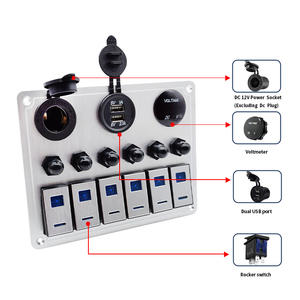 रॉकर स्विच पैनल पर 12 वी वोल्टमीटर डुअल यूएसबी चार्जर और आरवी ट्रक नाव के लिए लाइट सॉकेट - Product Image 4