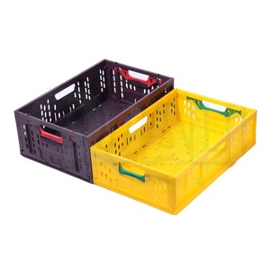 New Design Plastic Vegetable Crate Two Handles Folding Crate Wholesale Food Turnover Box
