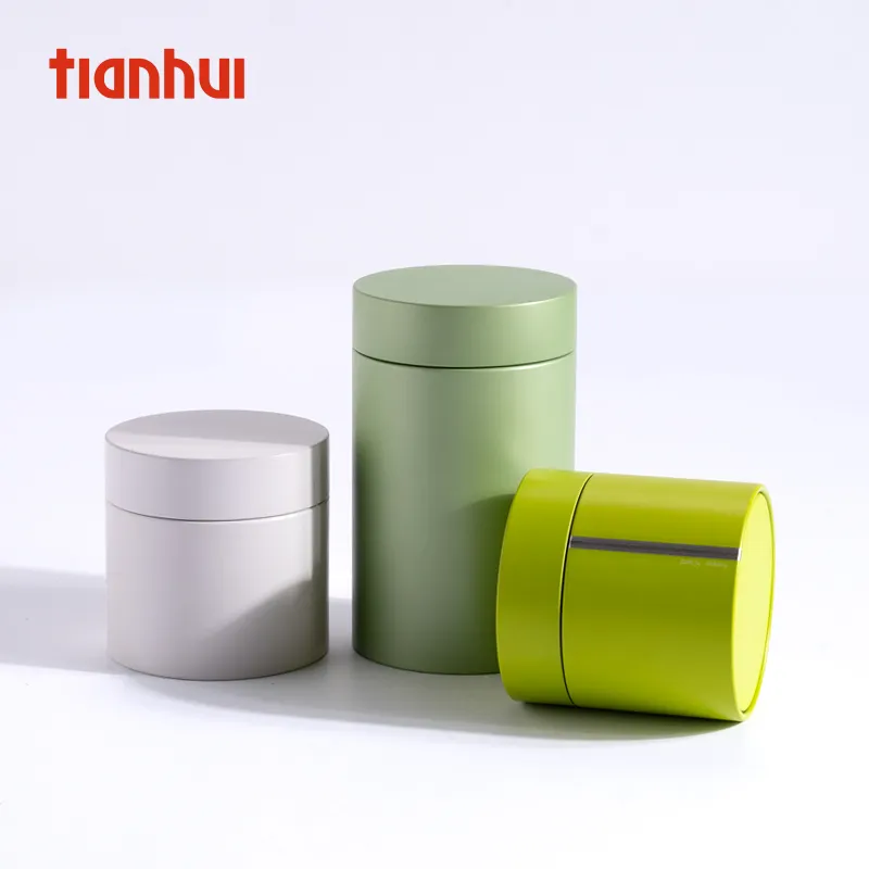 Tianhui Sealed Round Coffee Metal Cans for Matcha Spice Powder Packaging