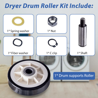 Kit de rouleaux de support de tambour de sèche-linge 2001541 303373K compatible avec les sèche-linges Maytag Crosley, remplace 12001541VP W10116741