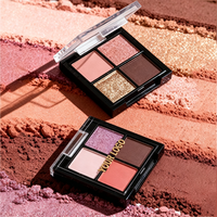 Palette de fards à paupières 4 teintes, marque privée, fini mat et pailleté, format voyage, pour un maquillage quotidien naturel des yeux, logo personnalisé