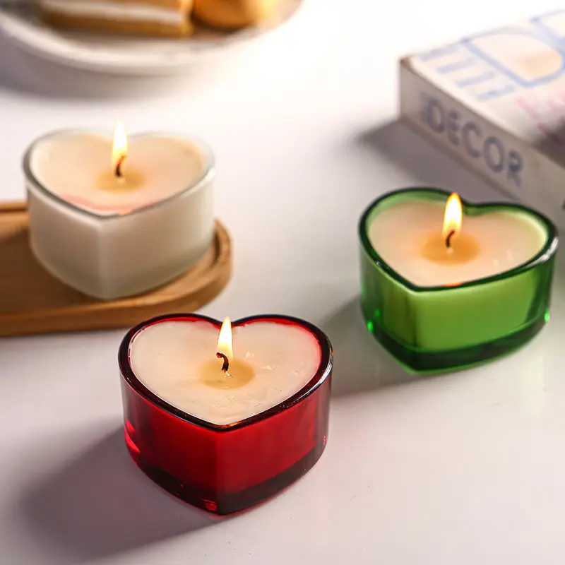 Crystal Clear Red Glass Votive Mini Love Heart-Shaped Tealight Candle Holders for Valentines Day