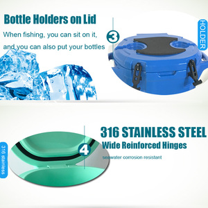 Hielera Redonda Rotomoldeada de 27QT, Caja Refrigeradora Rígida con Retención de Hielo de 5 Días, Hielera Portátil <span class=keywords><strong>para</strong></span> Acampar, Pesca y Actividades al Aire Libre - Product Image 4