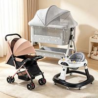 Ensemble de chambre d'enfant pour nouveau-né |   Lit bébé + poussette + trotteur tout-en-un, ensemble de meubles pour nourrissons