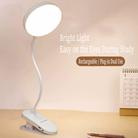 Lampe de bureau LED à clipser, flexible, rechargeable et à brancher (double usage), protection oculaire, pour étudiants - Vente en gros usine