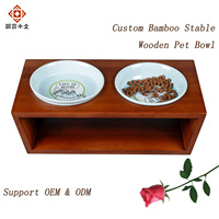 Mangeoire surélevée pour chat et chien en bambou personnalisé, couleur chocolat, avec support, table à manger pour animaux de compagnie