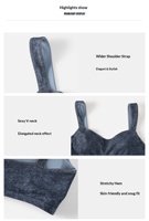 Soutien-gorge de sport léger style denim, anti-choc, avec armatures, contrôle latéral, anti-affaissement, logo avant, camisole de fitness