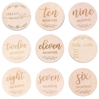 14 pièces Fun Card Double Face Gravé Naissance Signe Fête Nouveau-Né Photo Props En Bois Bébé Jalons