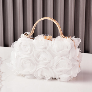 Nouvelle chaîne détachable bandoulière <span class=keywords><strong>Hag</strong></span> avec dentelle maille tridimensionnelle Rose élégant sac de soirée pour femmes cadre <span class=keywords><strong>en</strong></span> métal sac à main - Product Image 2