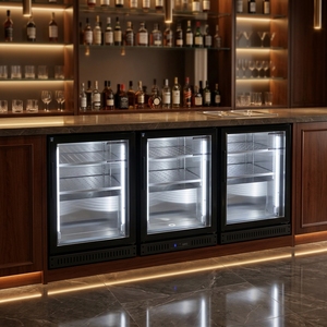Réfrigérateur Commercial <span class=keywords><strong>Noir</strong></span> à Dos Vitré pour Bar, Réfrigérateur à Boissons Sous Comptoir, Vitrine Réfrigérée <span class=keywords><strong>1</strong></span>, 2, 3 ou 4 Portes en Verre - Product Image 3
