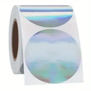 Custom Recyclable Laser Film Adhesive Labels 2 Inch Vinyl Holographic Shrink Seal Packaging Sticker Roll