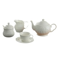 Assiettes et bols en relief baroque ensemble plateau à fruits assiette de nourriture occidentale feuille à motifs tasse à café pot vaisselle s céramique