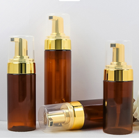 100ml 120ml 150ml 200ml 250ml Botol Plastik PET Amber Kustom dengan Pompa untuk Pembersih Wajah, Kemasan Kosmetik Plastik Kosong
