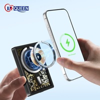 Batería Portátil Magnética Personalizada de 20W, Ultra Delgada, Carga Rápida, 5000mAh, Mini Cargador Inalámbrico Transparente para iPhone