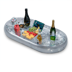 Enfriador flotante inflable, soporte para bebidas con confeti brillante, Flotador para piscina, 8 soportes, barra de servicio para playa, lago, bañera de hidromasaje, <span class=keywords><strong>jacuzzi</strong></span> - Product Image 2