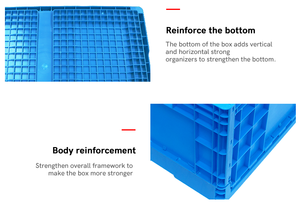 Mftलॉन्ग 600*395*340 मिमी भारी शुल्क फोल्डेबल इको-फ्रेंडली रोह प्रमाणित प्लास्टिक टर्नओवर बॉक्स कस्टम लोगो रंग - Product Image 4