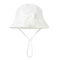 Sombrero de cubo de algodón para bebé de color sólido con lazo estampado Sombrero para el sol transfronterizo para exteriores