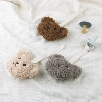 Nouveau cadeau de naissance pour bébé, doudou en sherpa marron beige, ours en peluche, attache-sucette