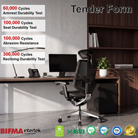 Chaise ergonomique de bureau en mesh, dossier haut inclinable, appui-tête 3D, accoudoirs 5D brevetés, support lombaire, vérin à gaz classe 4, testée BIFMA