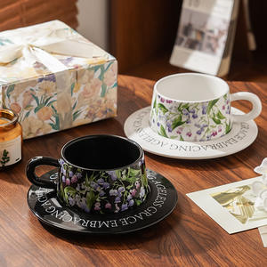 Lily Of The Valley Ceramic Coffee <b>Cup</b> And Saucer Set With Floral Pattern For Afternoon Tea Gift For Women - Product Image 4