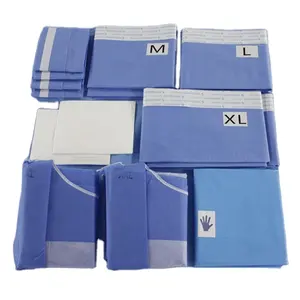 9007 ENT Surgical Pack with Operation Tapes Hand Towels Mayo Stand Cover Drape Sheet Adhesive Split Drapes and Instrument Table