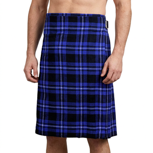 Kilt écossais traditionnel à carreaux bleus et noirs pour homme, taille adulte, modèle Kl98, service OEM personnalisé - Product Image 1