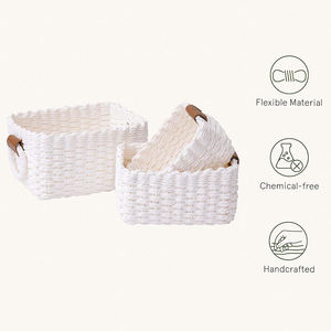 Panier de rangement tissé blanc organisateur maison décorative papier corde panier de rangement conteneurs bacs - Product Image 4