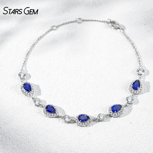 Pulsera StarsGem de Oro Sólido de 10K con Rubí, Esmeralda y Zafiro de Laboratorio con Corte Pera y Diamantes de Laboratorio de 2.6CT, Regalo Clásico para Bodas y Fiestas - Product Image 4