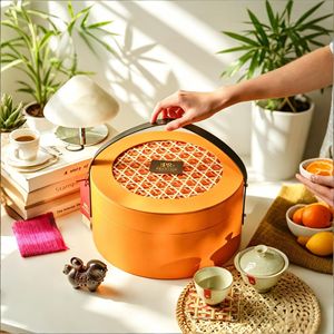 <b>Prestige</b> Bamboo Woven <b>Gift</b> Box Round 25x25x10cm Customized For Festival Souvenirs Corporate <b>Gifts</b> - Product Image 2