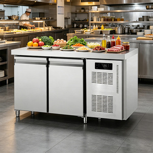 Mesa de Trabajo Refrigerada Comercial de Acero Inoxidable, 2 Puertas, Enfriamiento por Aire, Pantalla Digital, Sin <span class=keywords><strong>Escarcha</strong></span>, para Supermercado, Restaurante, <span class=keywords><strong>Bar</strong></span> - Product Image 1