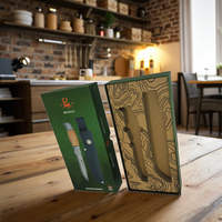 Boîte cadeau personnalisée en carton pour ensemble de couteaux de cuisine, tiroir coulissant avec gaufrage et revêtement UV pour articles de bar à boisson