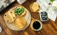 Ensemble de 6 sous-verres en bambou avec support à couvercles pour table basse, sous-verres en bois pour boissons, soucoupes pour plantes, protection de plateau de table