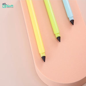 Stylo bille jaune personnalisé 2 en 1, un côté stylo bille, l'autre côté crayon sans encre, stylo à usage permanent - Product Image 6