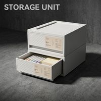 Organisateur de bureau empilable WONFUN en similicuir texturé, style japonais, en PP, pour papeterie et cosmétiques